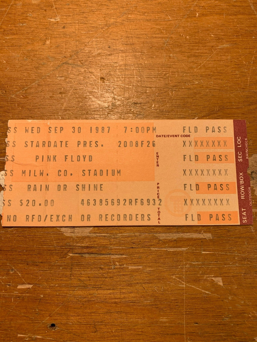 A Vintage Pink Floyd Concert Ticket from Milwaukee 1987 – Schroeder ...